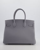 *NEW COLOUR* Hermes Birkin 30 Retourne Bag in Gris Pantin Togo Leather with Palladium Hardware