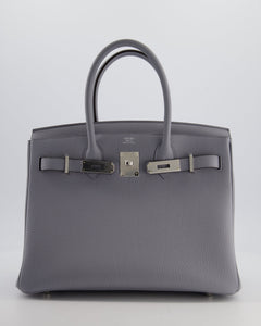 *NEW COLOUR* Hermes Birkin 30 Retourne Bag in Gris Pantin Togo Leather with Palladium Hardware