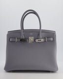 *NEW COLOUR* Hermes Birkin 30 Retourne Bag in Gris Pantin Togo Leather with Palladium Hardware
