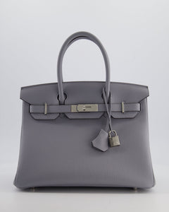 *NEW COLOUR* Hermes Birkin 30 Retourne Bag in Gris Pantin Togo Leather with Palladium Hardware