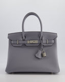*NEW COLOUR* Hermes Birkin 30 Retourne Bag in Gris Pantin Togo Leather with Palladium Hardware