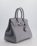 *NEW COLOUR* Hermes Birkin 30 Retourne Bag in Gris Pantin Togo Leather with Palladium Hardware