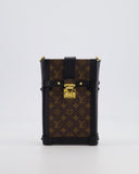 Louis Vuitton Brown Pochette Trunk Vertical Bag in Monogram Canvas & Black Calfskin Leather with Gold Hardware