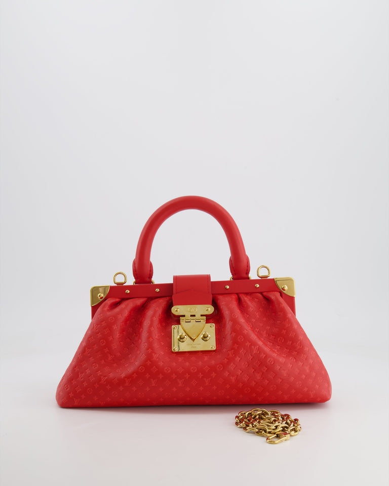 Louis Vuitton Red Leather Nanogram Clutch Bag with Gold Hardware RRP £1,950