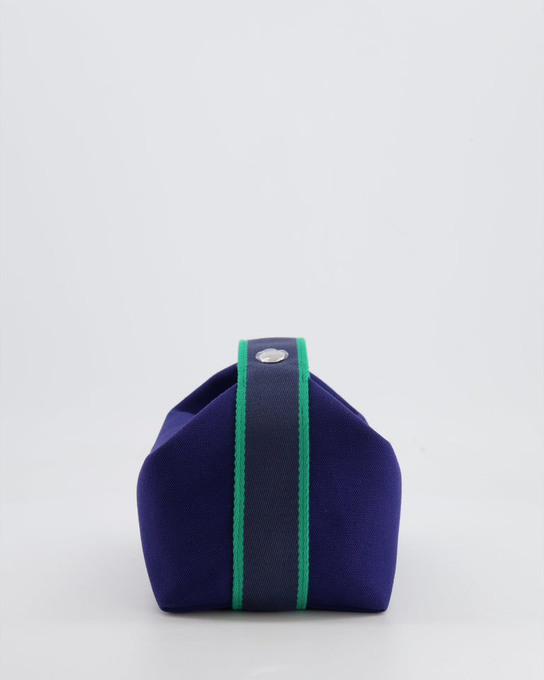Hermes Small Bride-a-Brac Bag in Blue Marine Canvas with Palladium Hardware