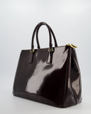 Prada Burgundy Large Galleria Patent Tote Bag with Gold Hardware