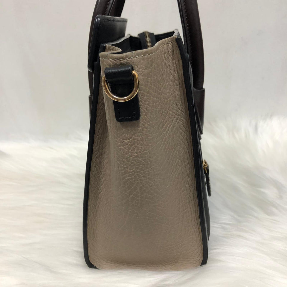 Tri-Coloured Nano Luggage Tote in Cobalt/Black/Tan