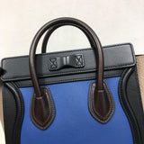 Tri-Coloured Nano Luggage Tote in Cobalt/Black/Tan