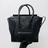 Mini Luggage in Black Leather with Silver Hardware