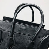 Mini Luggage in Black Leather with Silver Hardware
