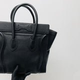 Mini Luggage in Black Leather with Silver Hardware