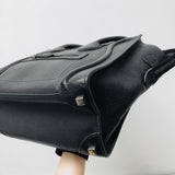 Mini Luggage in Black Leather with Silver Hardware