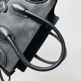 Mini Luggage in Black Leather with Silver Hardware