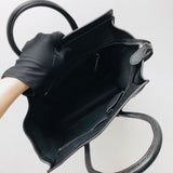 Mini Luggage in Black Leather with Silver Hardware
