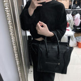 Mini Luggage in Black Leather with Silver Hardware
