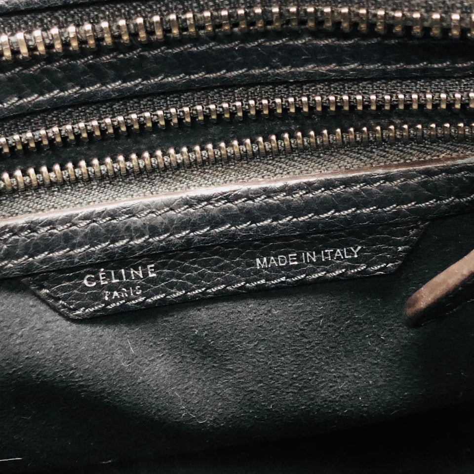 Mini Luggage in Black Leather with Silver Hardware