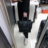 Mini Luggage in Black Leather with Silver Hardware
