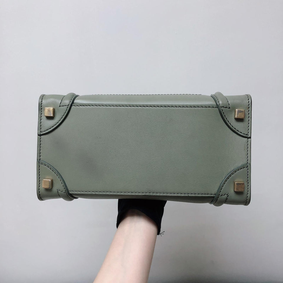 Mini Luggage in Smooth Calfskin Leather Tote - Almond