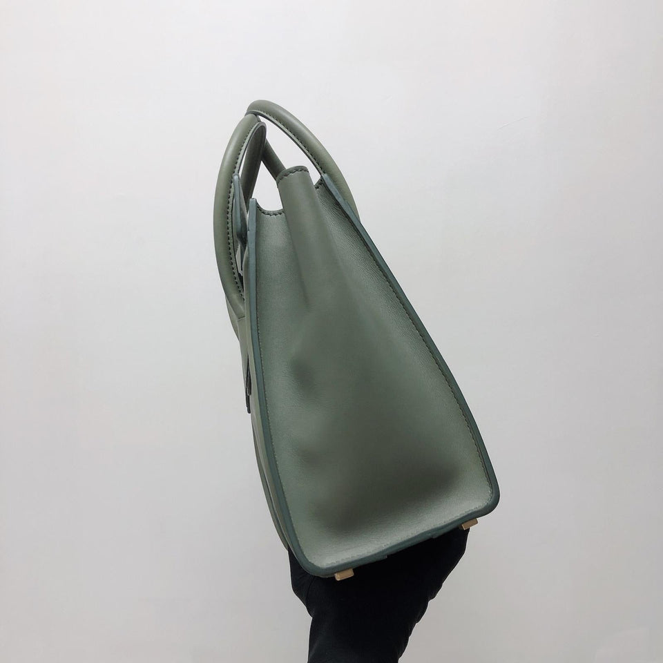 Mini Luggage in Smooth Calfskin Leather Tote - Almond