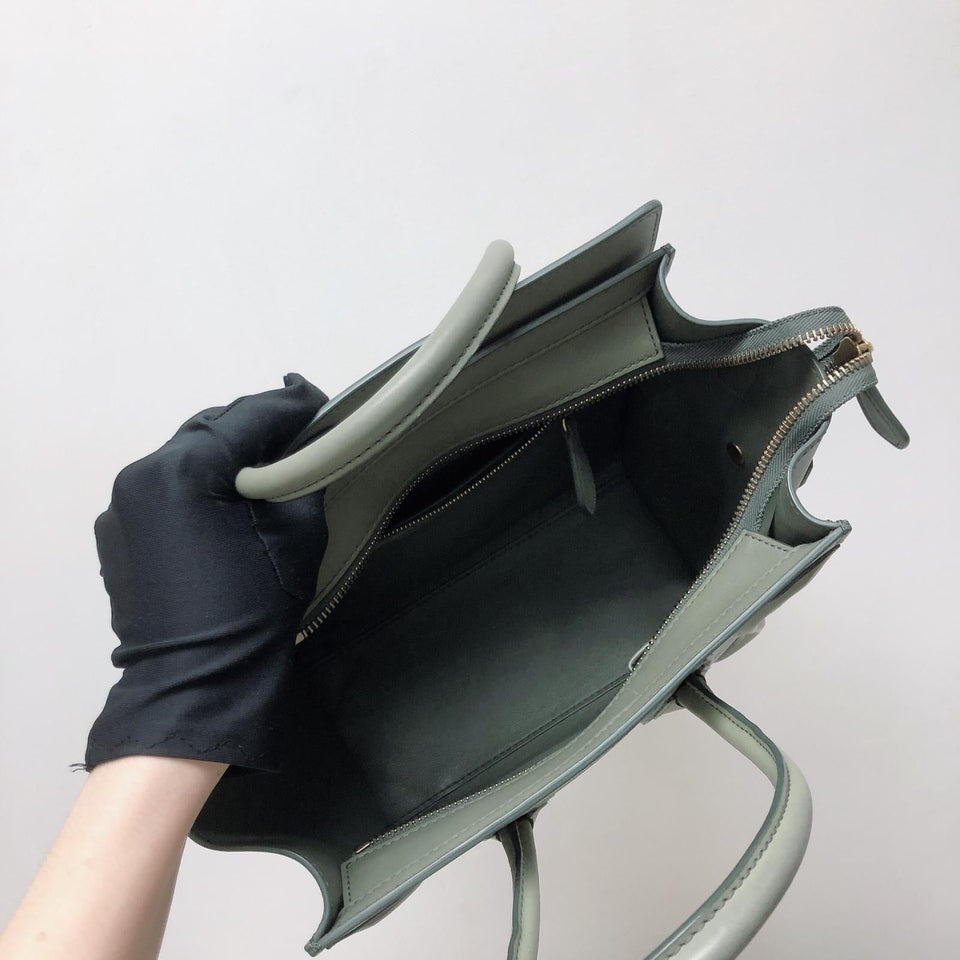 Mini Luggage in Smooth Calfskin Leather Tote - Almond