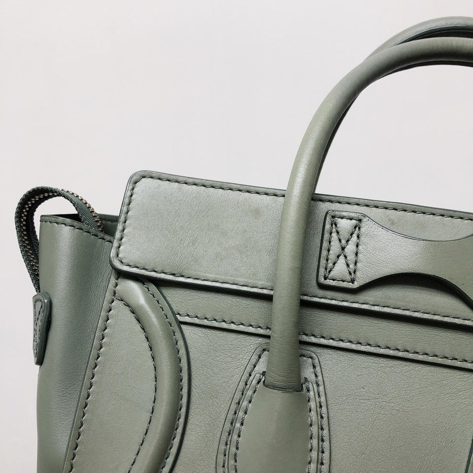 Mini Luggage in Smooth Calfskin Leather Tote - Almond