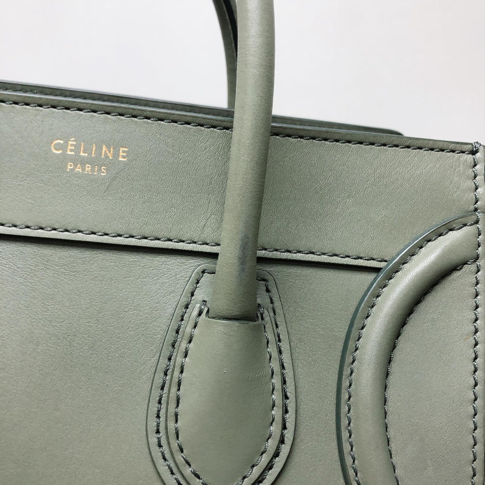 Mini Luggage in Smooth Calfskin Leather Tote - Almond