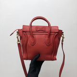 Red Leather Nano Luggage Tote