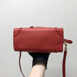 Red Leather Nano Luggage Tote