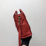 Red Leather Nano Luggage Tote