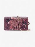 Christian Dior Animal Print Wallet on Chain Pink / Navy Blue Calfskin Leather
