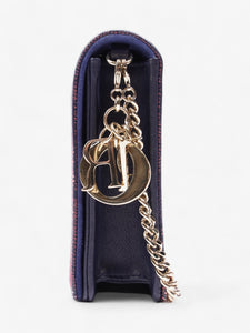 Christian Dior Animal Print Wallet on Chain Pink / Navy Blue Calfskin Leather
