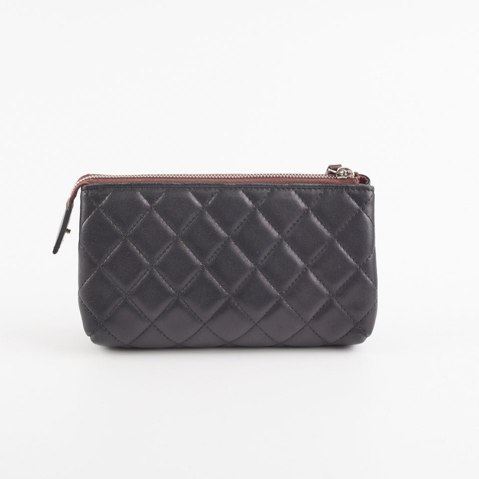 Chanel Black Pouch Cosmetic Bag Clutch Black