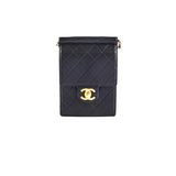 Chanel Quilted Vertical Pearls Clutch Black