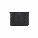 Chanel Medium O case Pouch Clutch Caviar Black