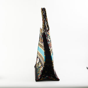 Christian Dior Large Black Multicolour Embroidery Book Tote