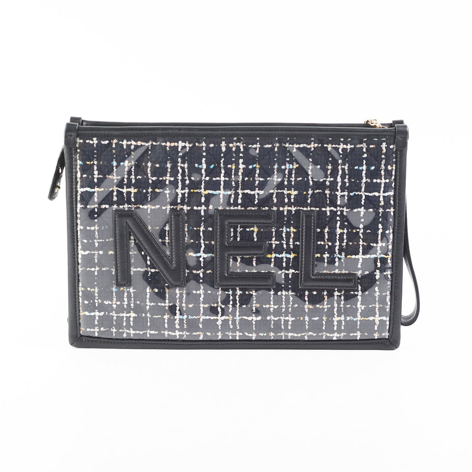 Chanel PVC Black Tweed Clutch