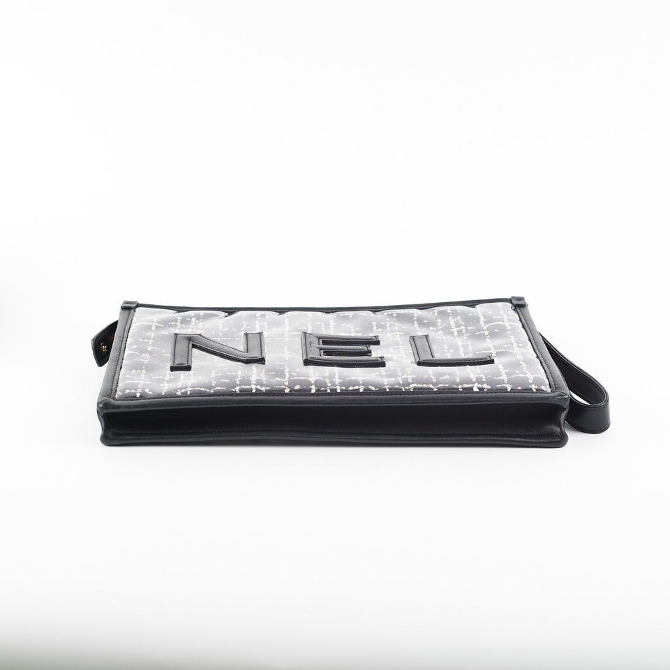 Chanel PVC Black Tweed Clutch