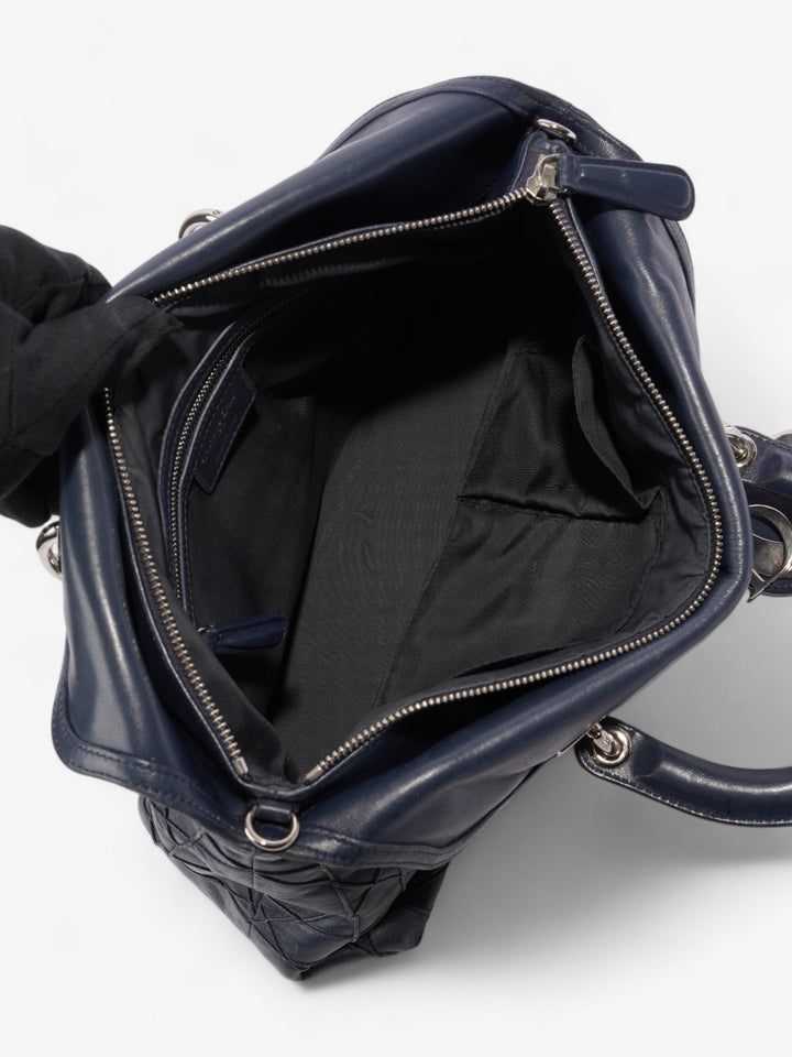 Christian Dior Granville Bag Navy Blue Leather Medium