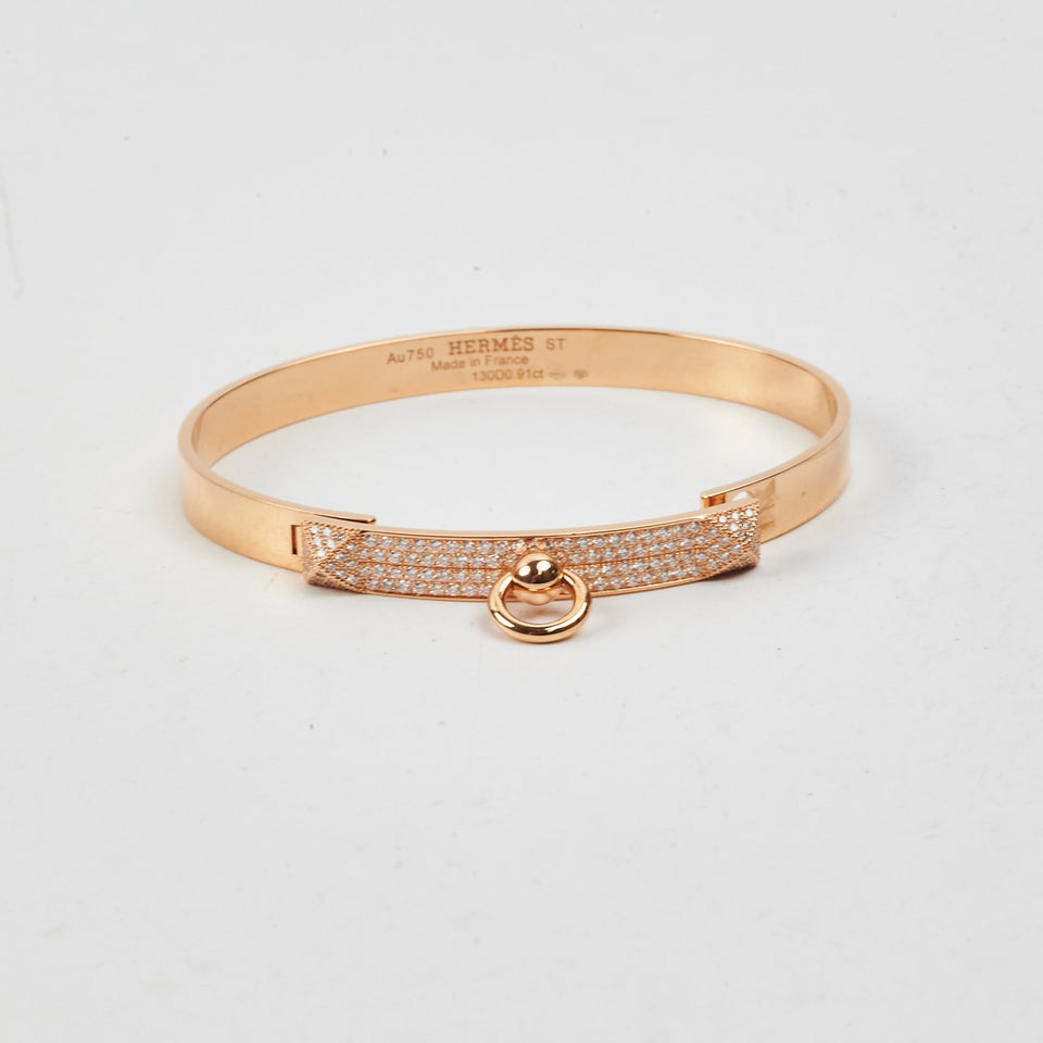 Hermes Collier De Chien Small Gold Diamond Bracelet