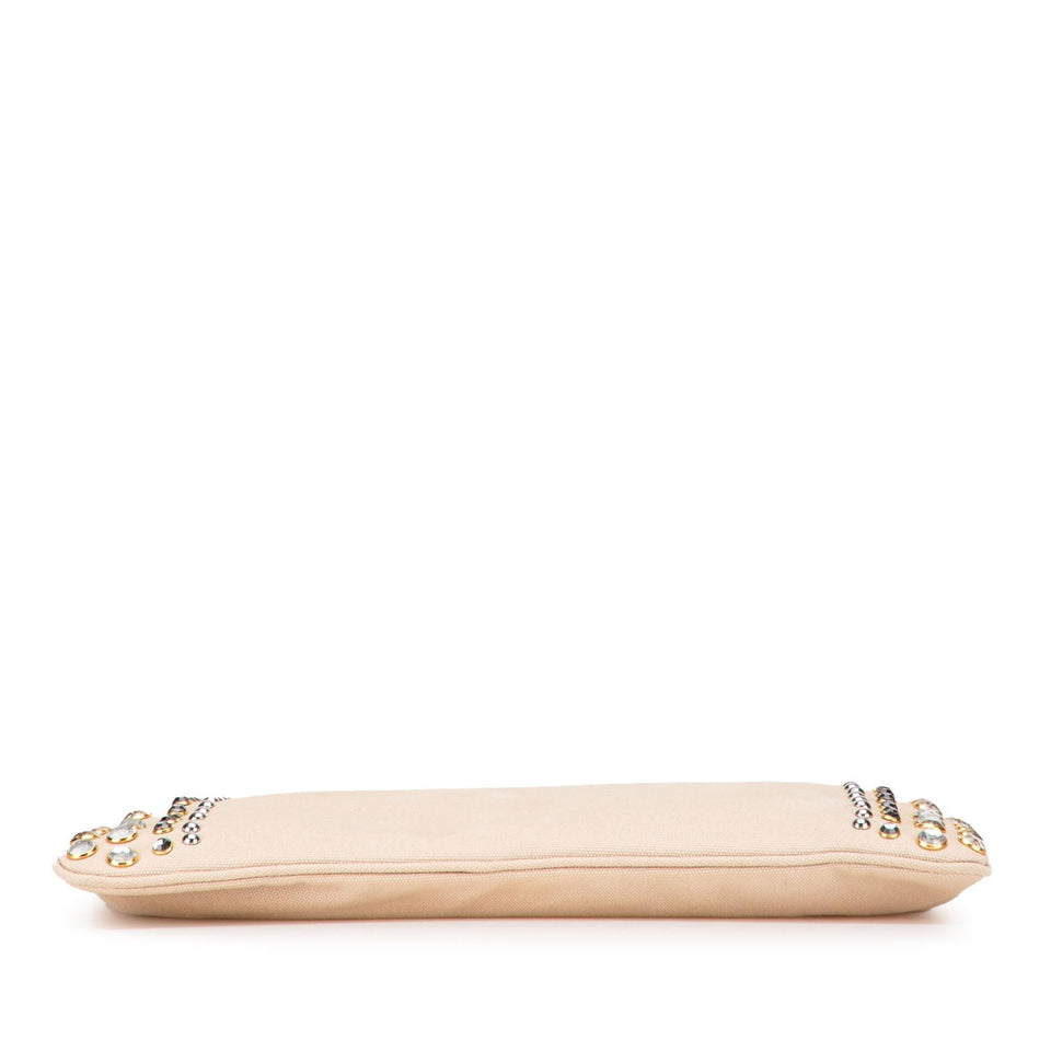 Prada Canvas Canapa Studded Vernice Clutch