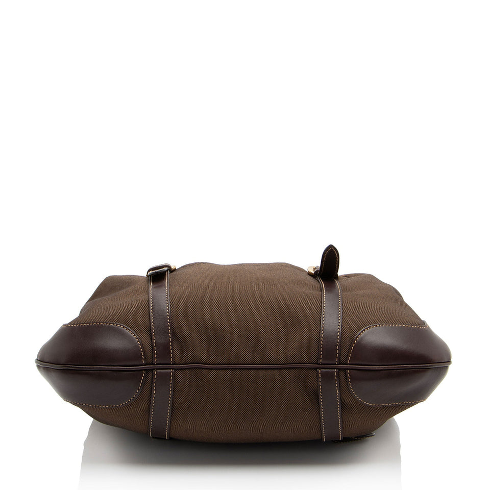 Prada Canapa Logo Belted Tote (SHF-zDMSqS)