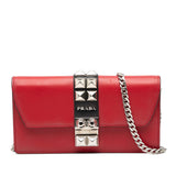 Prada City Calfskin Studded Elektra Clutch with Chain