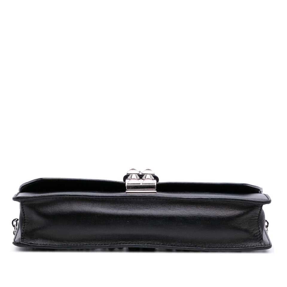 Prada City Calfskin and Saffiano Studded Elektra Clutch with Chain