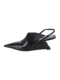 Prada LEATHER SLINGBACK GEOMETRIC WEDGE HEEL PUMPS