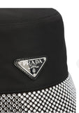 Prada LOGO PLAQUE EMBELLISHED BUCKET HAT