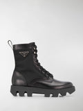 Prada NYLON- INSET LEATHER COMBAT BOOTS
