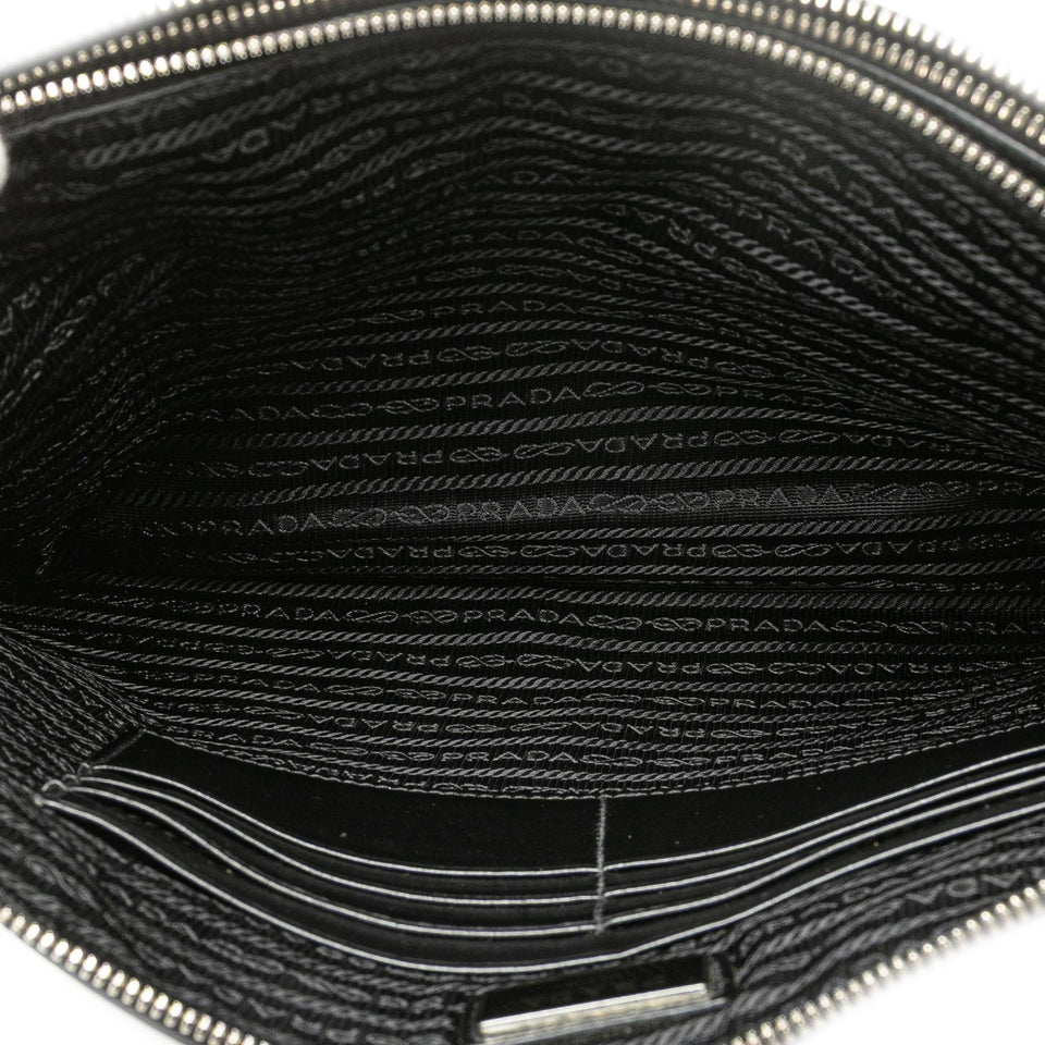 Prada Saffiano Double Zip Clutch