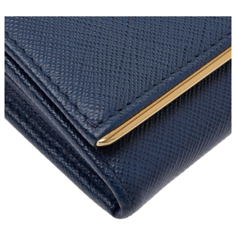 Prada SAFFIANO LEATHER METAL FRAME FLAP CONTINENTAL WALLET