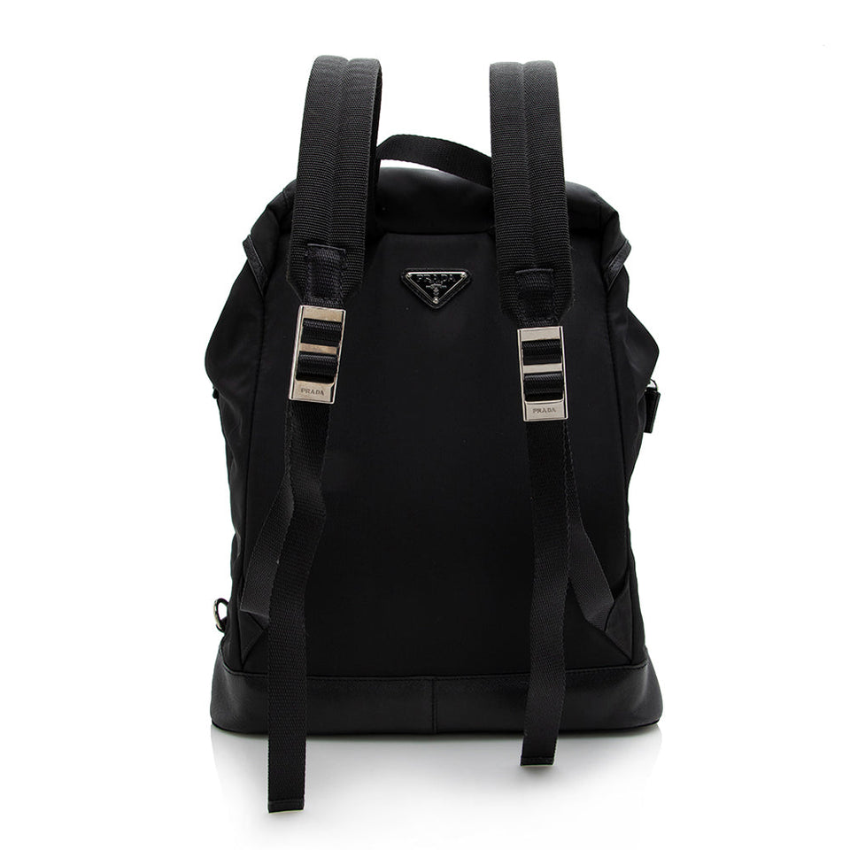 Prada Tessuto Double Pocket Drawstring Backpack (SHF-17072)