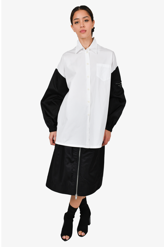 Prada 2021 White/Black Button Down Shirt Size 42